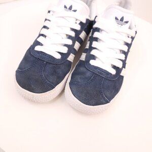 Adidas Gazelle Kids US 1 Shoes Blue White Suede Lace Up Athletic Sneakers BY9162